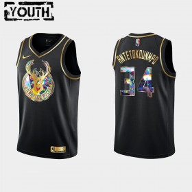 Dres Milwaukee Bucks Giannis Antetokounmpo 34 Nike 2021-22 Crno Golden Edition 75th Anniversary Diamond Swingman - Dječji